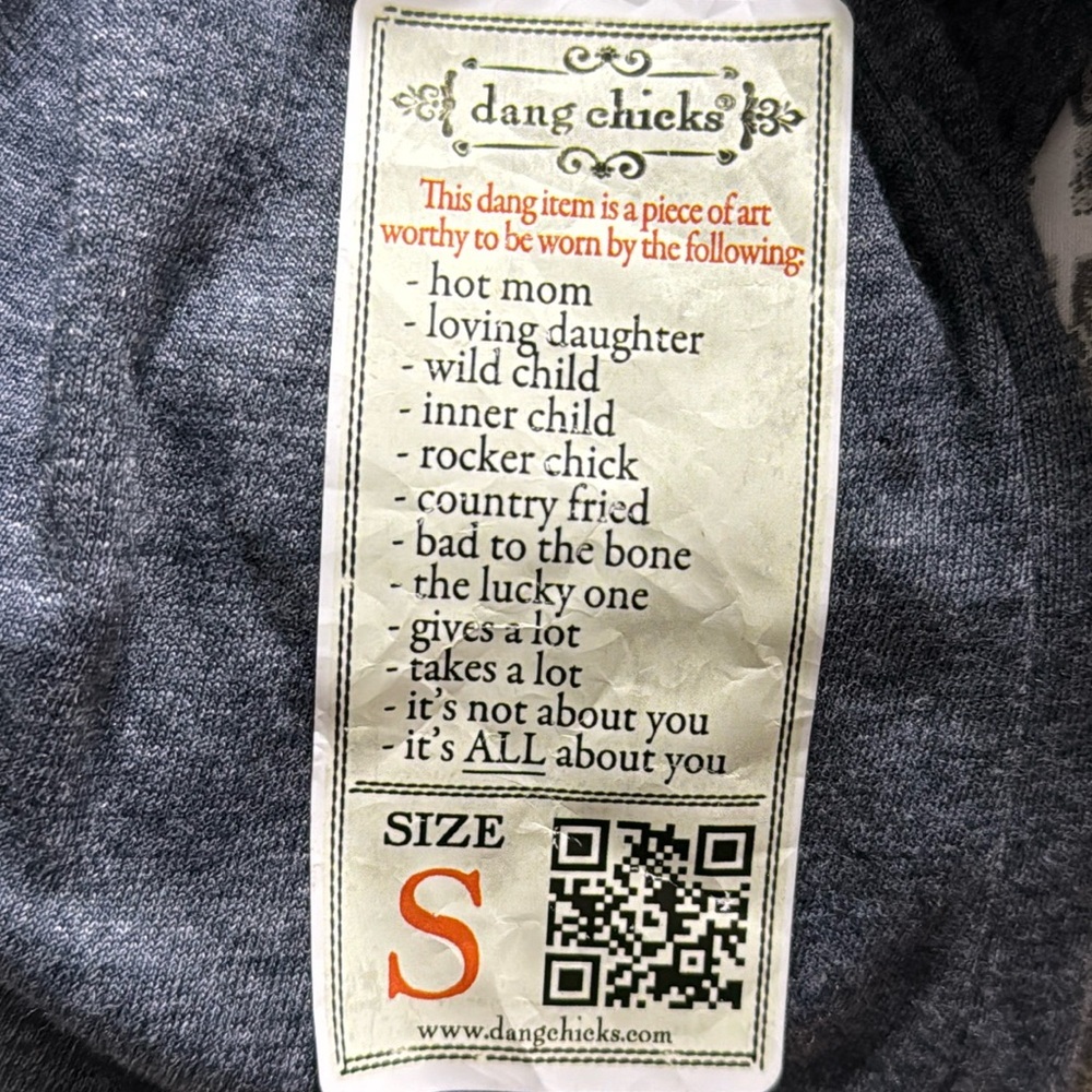 Cow t-shirt with “dang farm chick” on front with a fancy looking cow Size Small - Picture 3 of 5